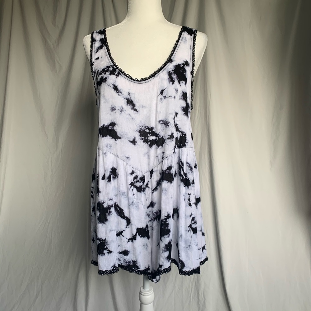 Black  & White Tie Dye Romper